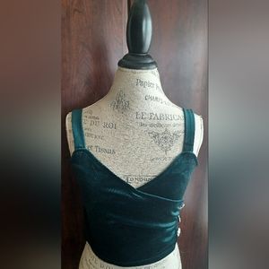Rabbit Rose Emerald Green Velvet crop top